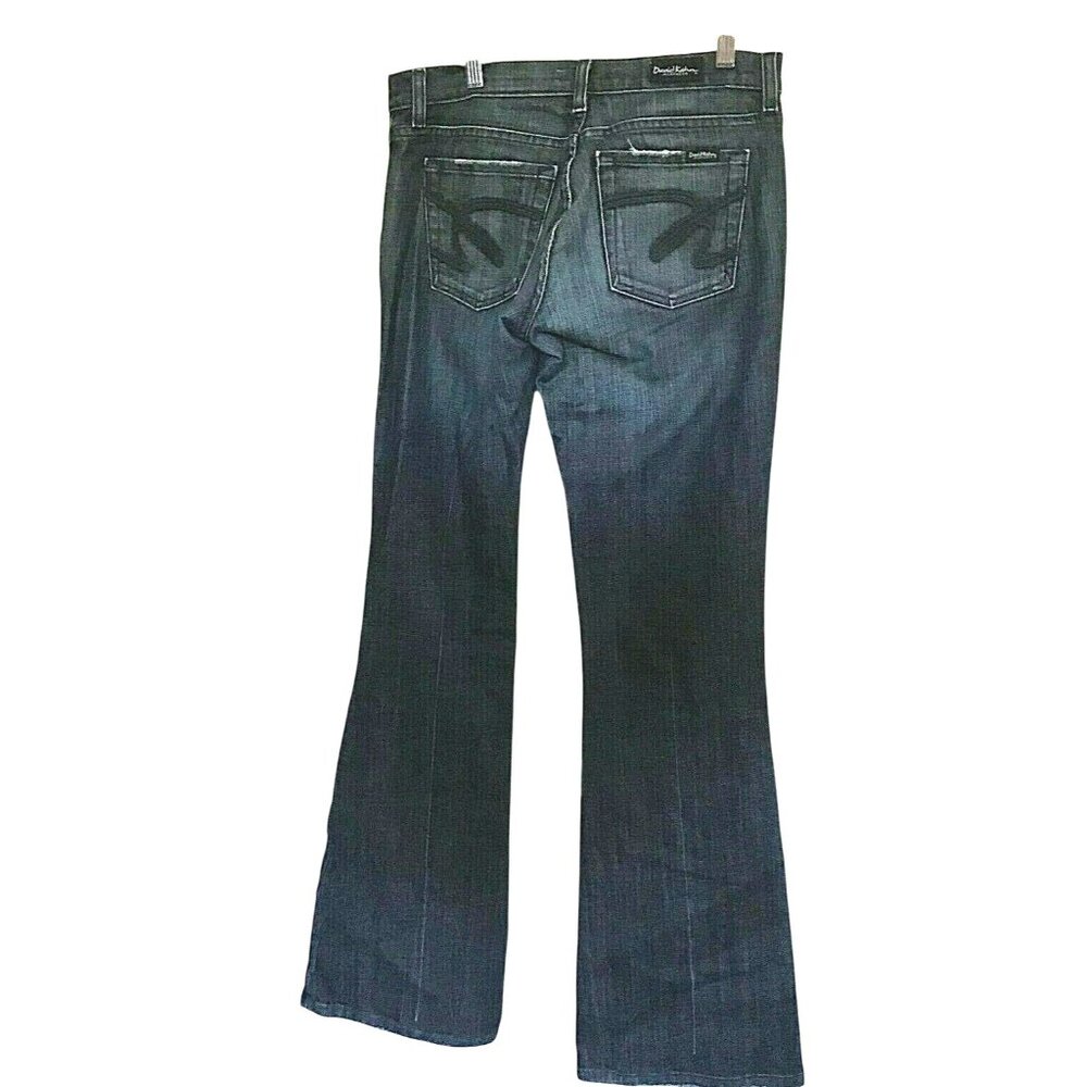 David Kahn Jeans Women's Bootcut Size 27 Dark Wash Blue Distressed Denim - Picture 2 of 11
